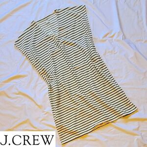 J crew v neck green stripe shift dress S